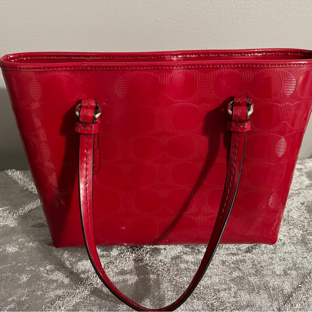 Coach Glossy Red Tote Bag - Picture 2 of 7